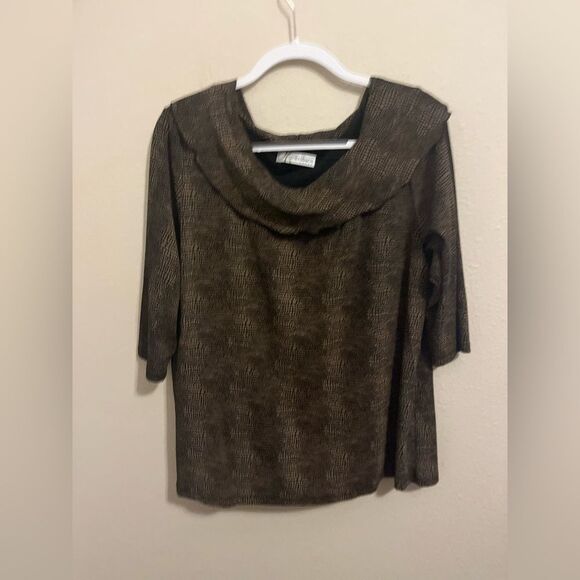 dressbarn Tops - dressbarn Chic Black and Brown Cowl Neck Blouse